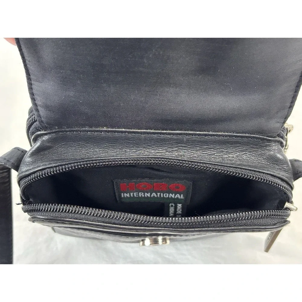 Hobo International Crossbody Wallet Bag Black Leather Organizer Purse Small